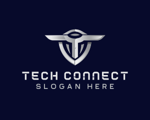 Tech Shield Letter T logo design