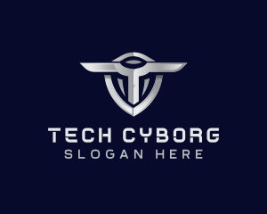 Tech Shield Letter T logo design