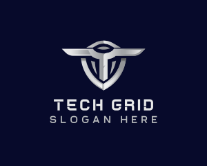 Tech Shield Letter T logo design