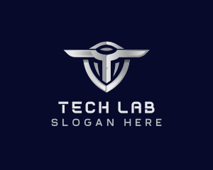 Tech Shield Letter T logo design