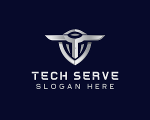 Tech Shield Letter T logo design