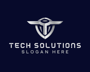 Tech Shield Letter T logo design