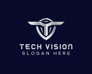 Tech Shield Letter T logo design