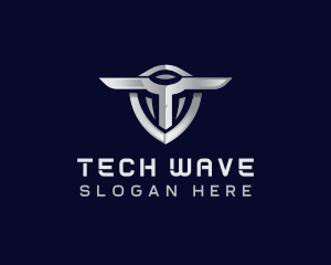 Tech Shield Letter T logo design