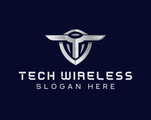 Tech Shield Letter T logo design