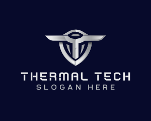 Tech Shield Letter T logo design