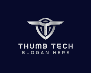 Tech Shield Letter T logo design