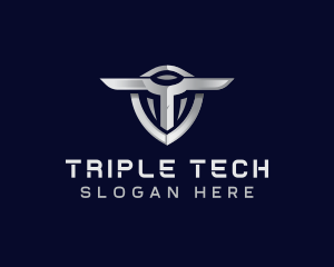 Tech Shield Letter T logo design