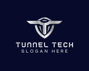 Tech Shield Letter T logo design