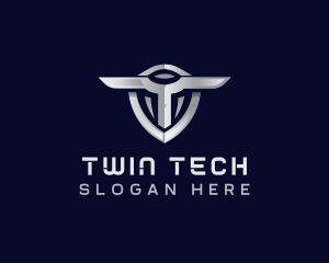 Tech Shield Letter T logo design