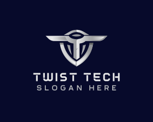 Tech Shield Letter T logo design