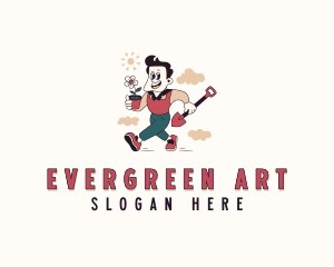 Shovel Garden Landscaper logo design