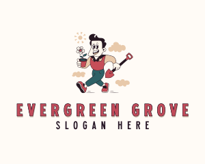 Shovel Garden Landscaper logo design