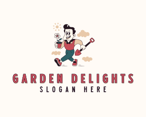 Shovel Garden Yard Landscaper logo design