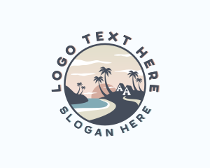 Ocean Palm Tree Beach logo