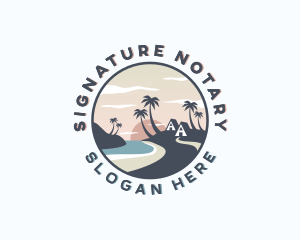 Ocean Palm Tree Beach Logo