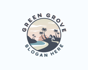 Ocean Palm Tree Beach logo