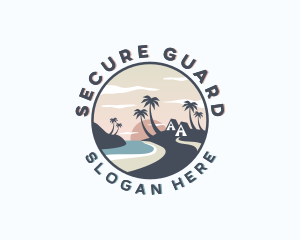 Ocean Palm Tree Beach logo