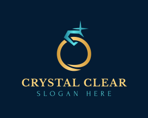 Sparkling Diamond Gold Ring logo design