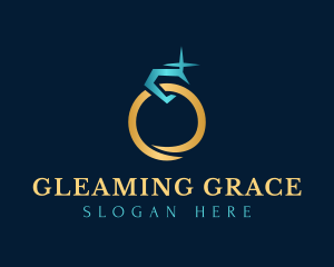 Sparkling Diamond Gold Ring logo design