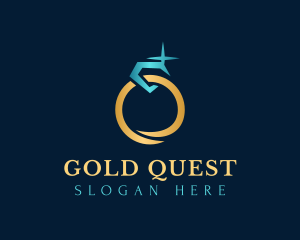 Sparkling Diamond Gold Ring logo design