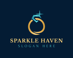 Sparkling Diamond Gold Ring logo design