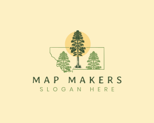 Ponderosa Pine Tree Montana   logo design