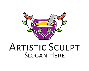 Natural Organic Mortar & Pestle logo design