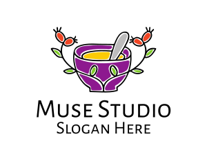 Natural Organic Mortar & Pestle logo design