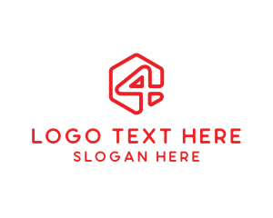 Modern Hexagon Number 4 logo