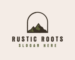 Rustic Mountain Arch Badge logo design