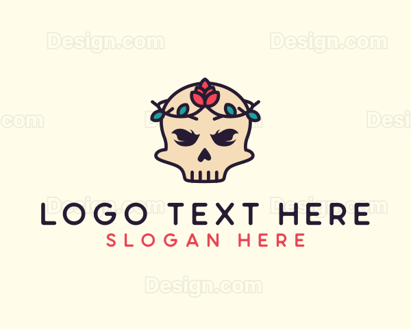 Flower Crown Skull Logo