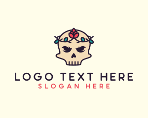 Flower Crown Skull logo