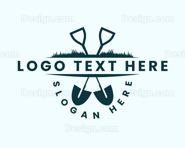 Grass Landscaping Shovel Logo