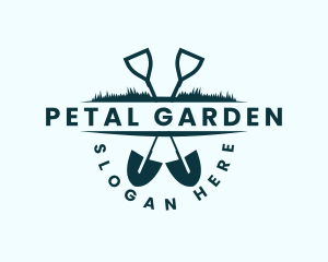 Grass Landscaping Shovel logo design