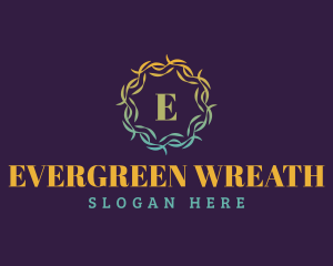 Leaf Thorn Wreath logo design