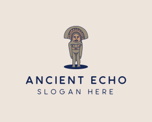 Mayan Ancient Sculpture  logo design