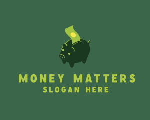 Piggy Bank Money Bill logo design