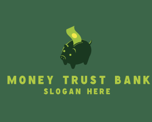 Piggy Bank Money Bill logo design