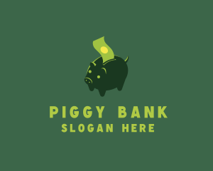 Piggy Bank Money Bill logo design