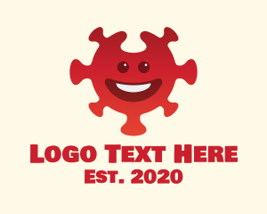 Viral - Red Smiling Virus logo design