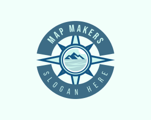 Compass Navigation Mountain logo design