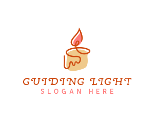 Candle Flame Monoline logo design