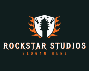 Punk Guitar Rockstar logo design