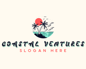 Retro Tropical Beach logo design