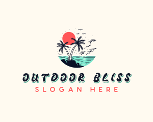 Retro Tropical Beach logo design