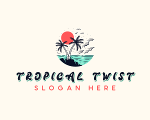 Retro Tropical Beach logo design