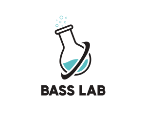 Laboratory Flask Planet logo design