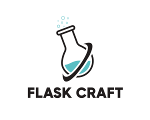 Laboratory Flask Planet logo design