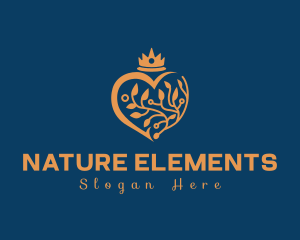 Heart Crown Nature logo design